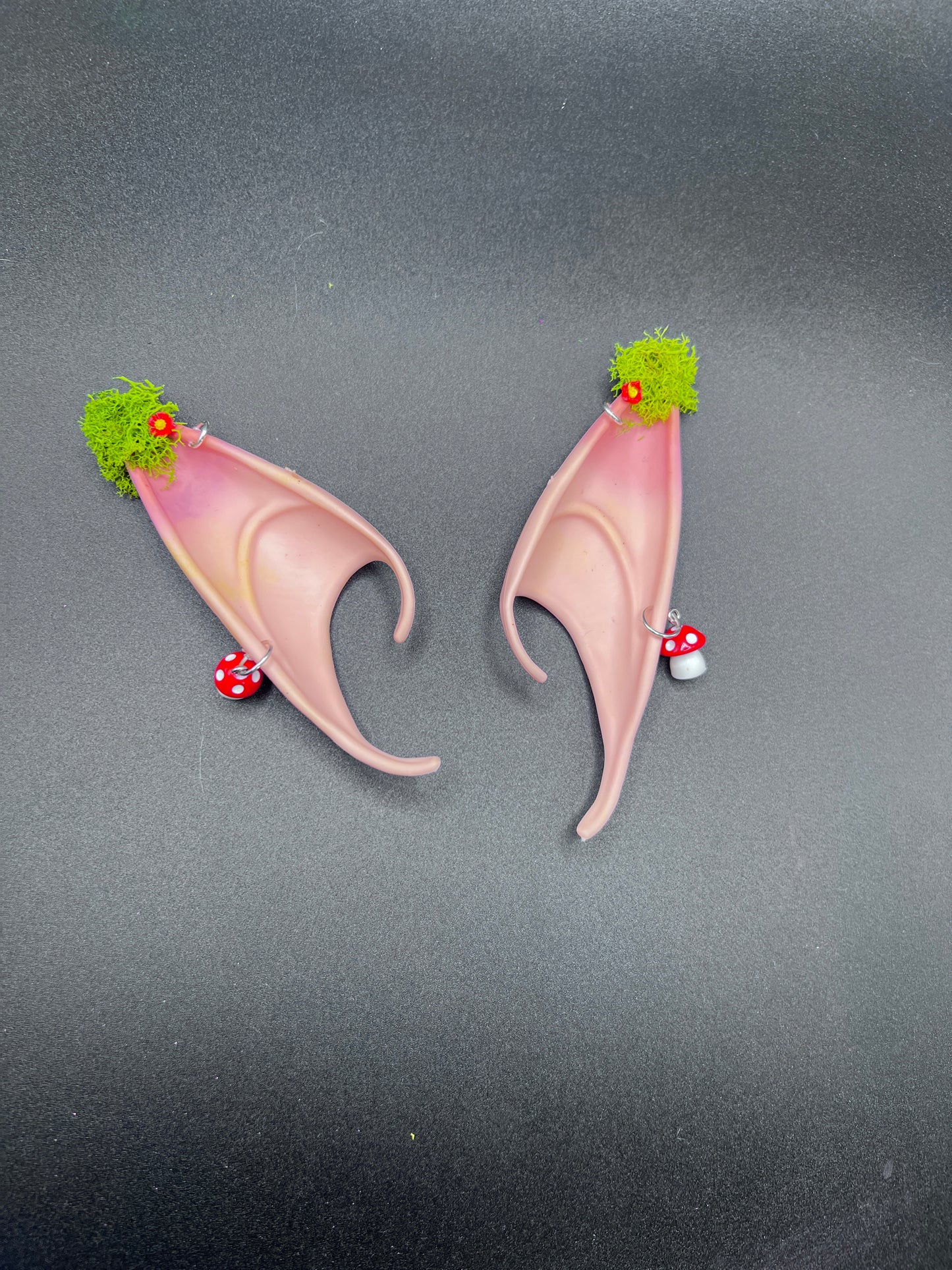 Mossy Fantasy Fairy Elf Ears with Mushroom Piercings