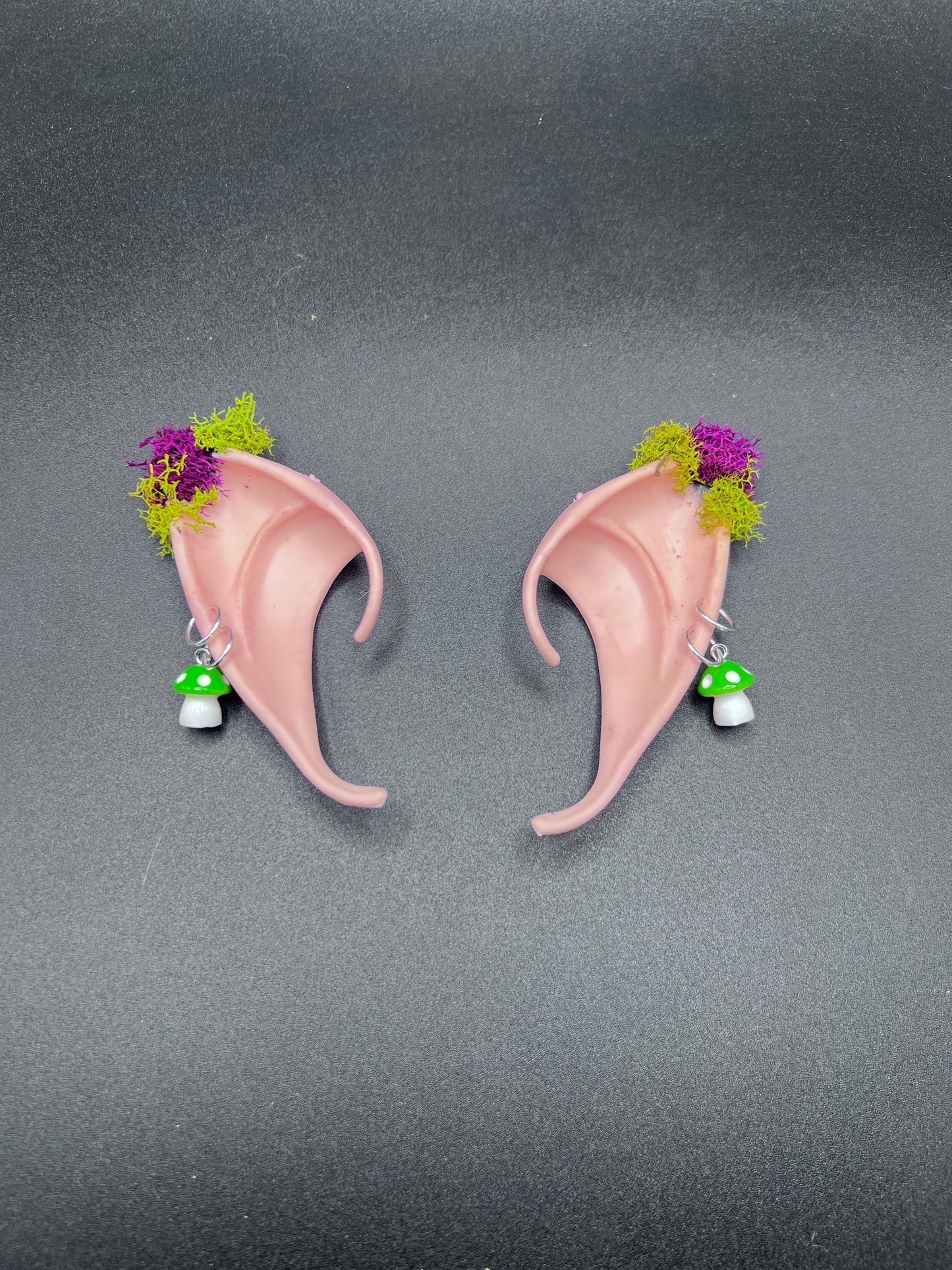 Moss Fantasy Fairy Elf Ears with Mushroom Piercings