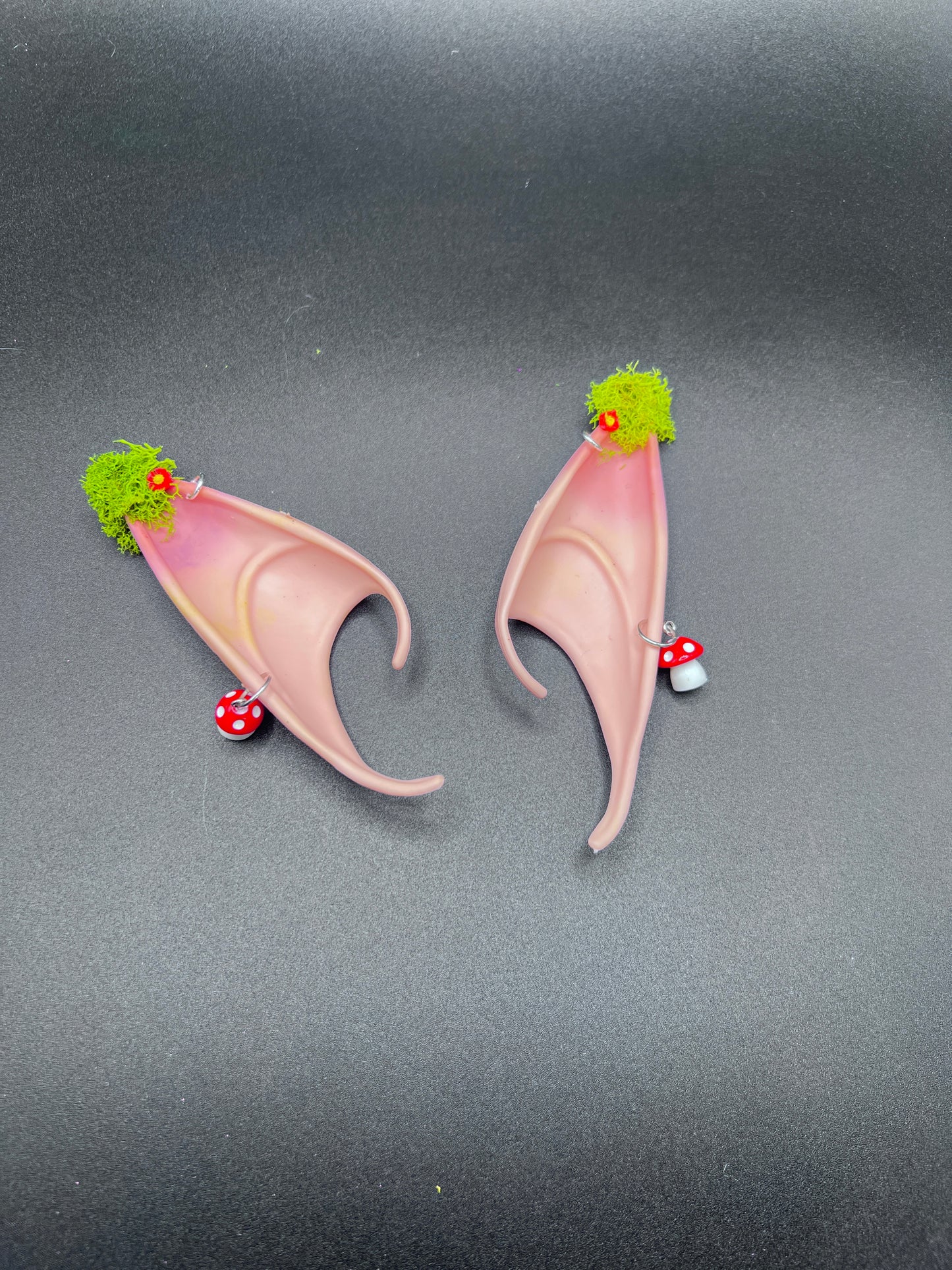 Mossy Fantasy Fairy Elf Ears with Mushroom Piercings