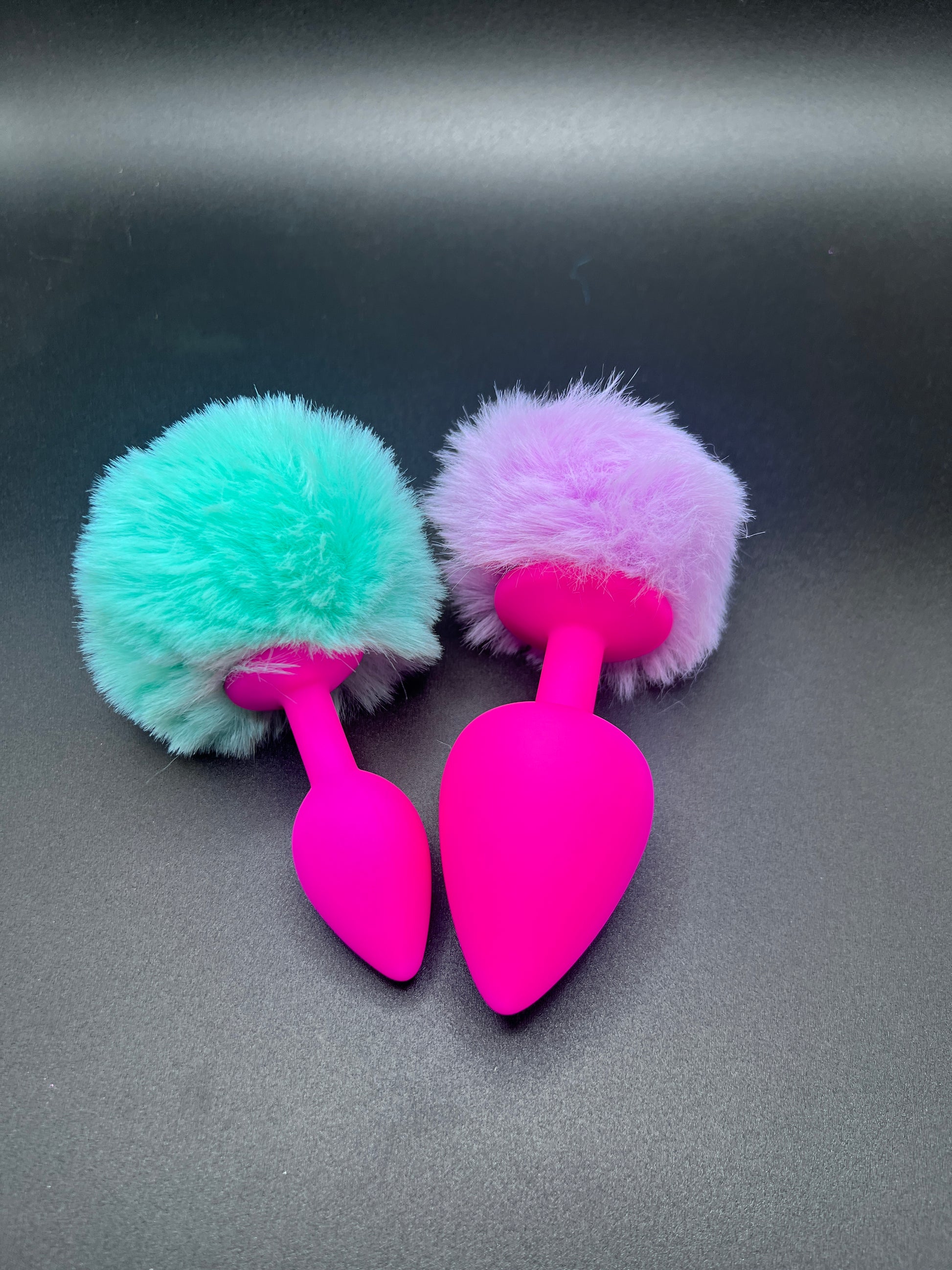 Pink anal plug with lavender bunny tail