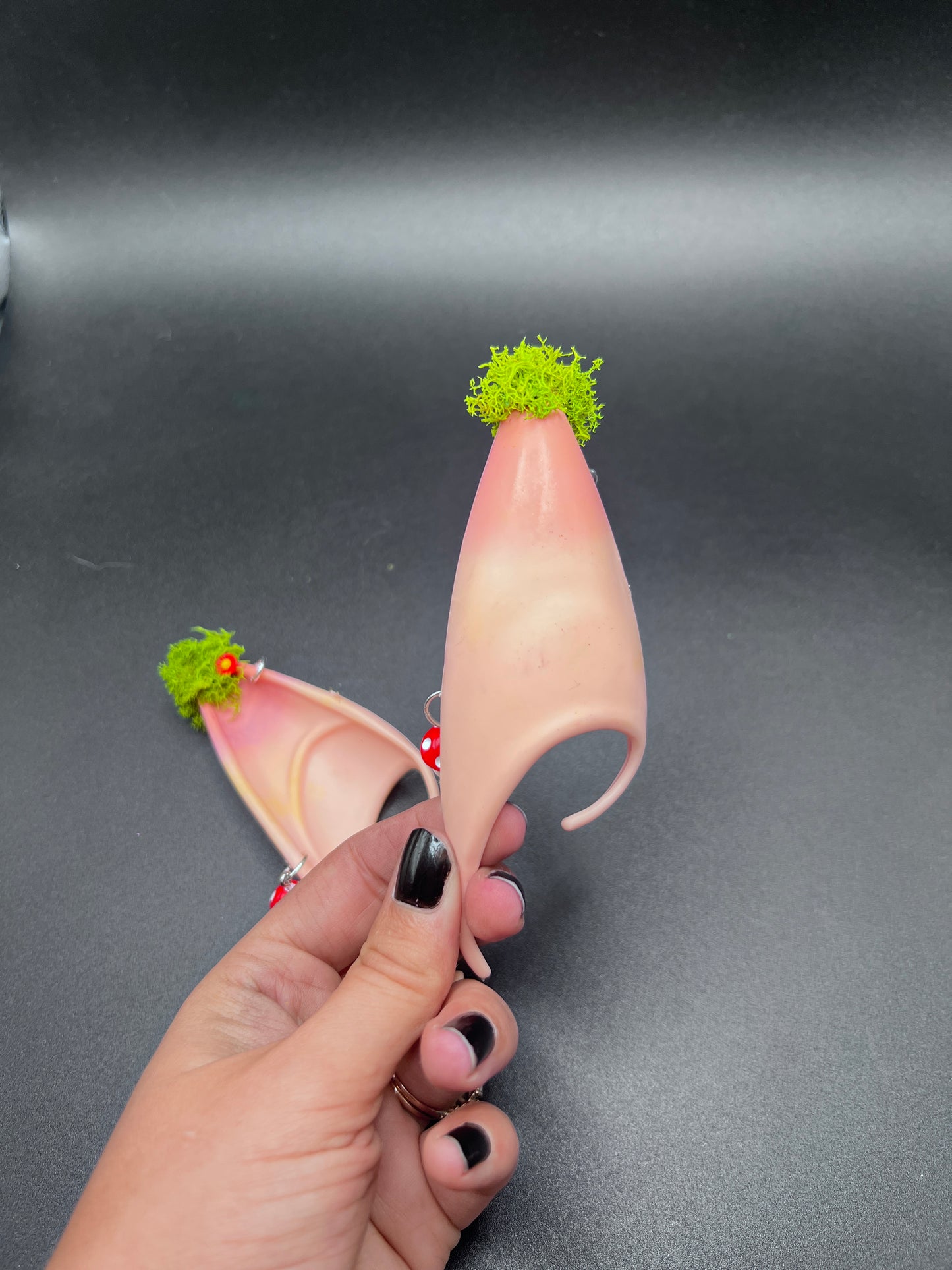 Mossy Fantasy Fairy Elf Ears with Mushroom Piercings