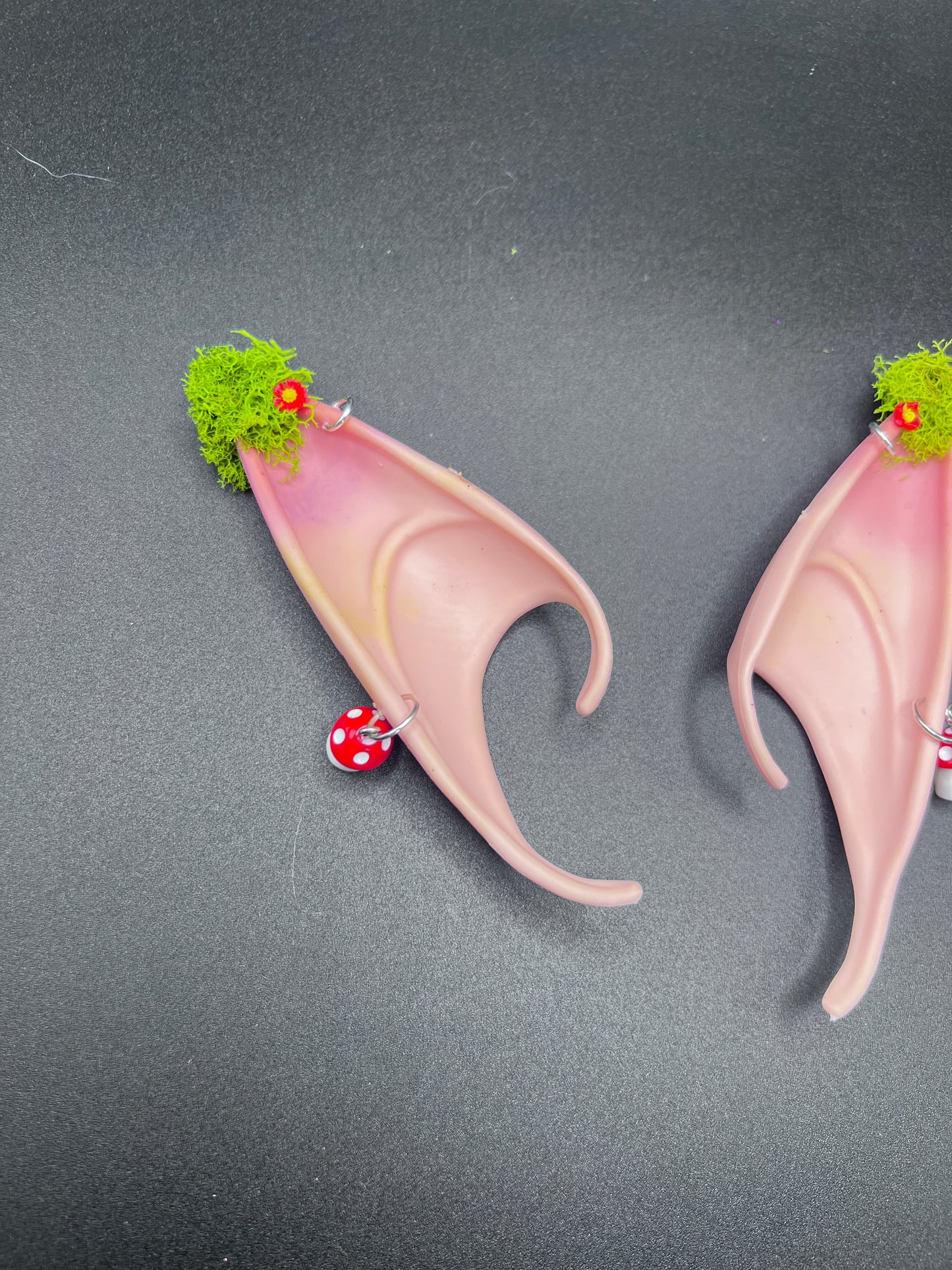 Mossy Fantasy Fairy Elf Ears with Mushroom Piercings