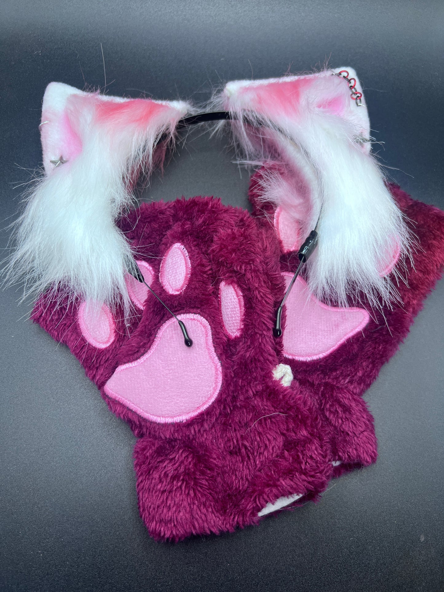 Red Punk Kitten Ears