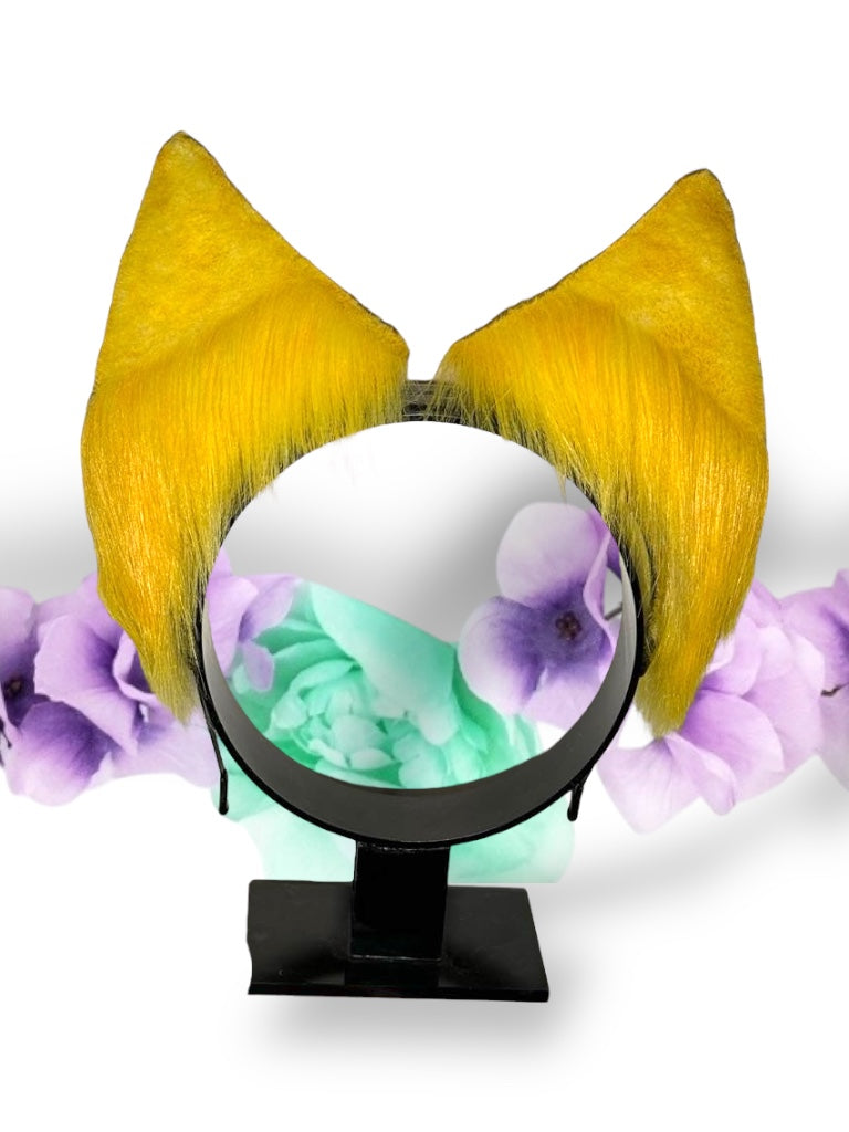 Realistic Animal Ears, Yellow Cosplay, Pet Play Bendable Ears, Faux Fur Animal Ears