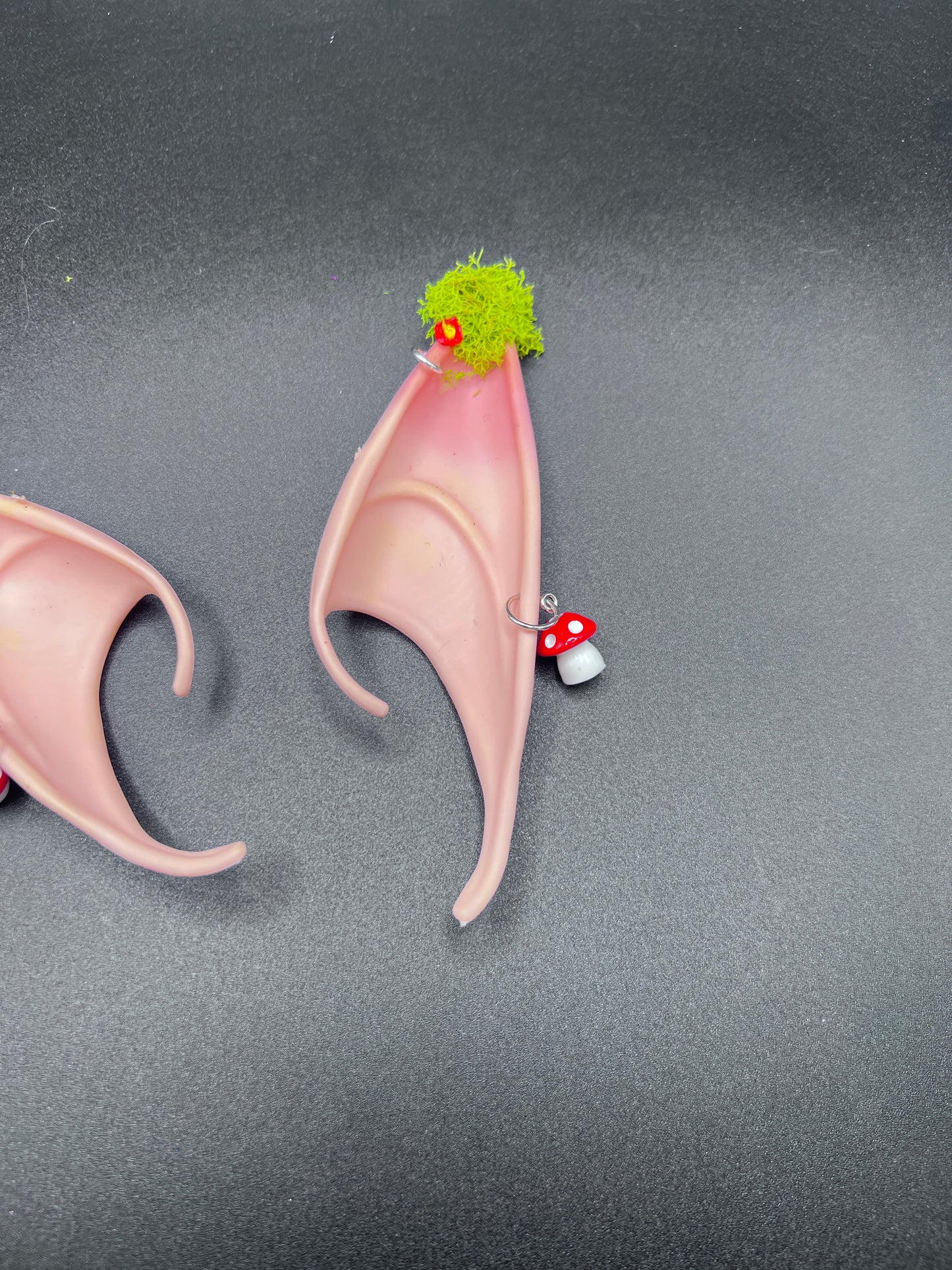 Mossy Fantasy Fairy Elf Ears with Mushroom Piercings