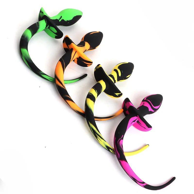Silicone Long Dog Tail - Pig Tail Anal Plug