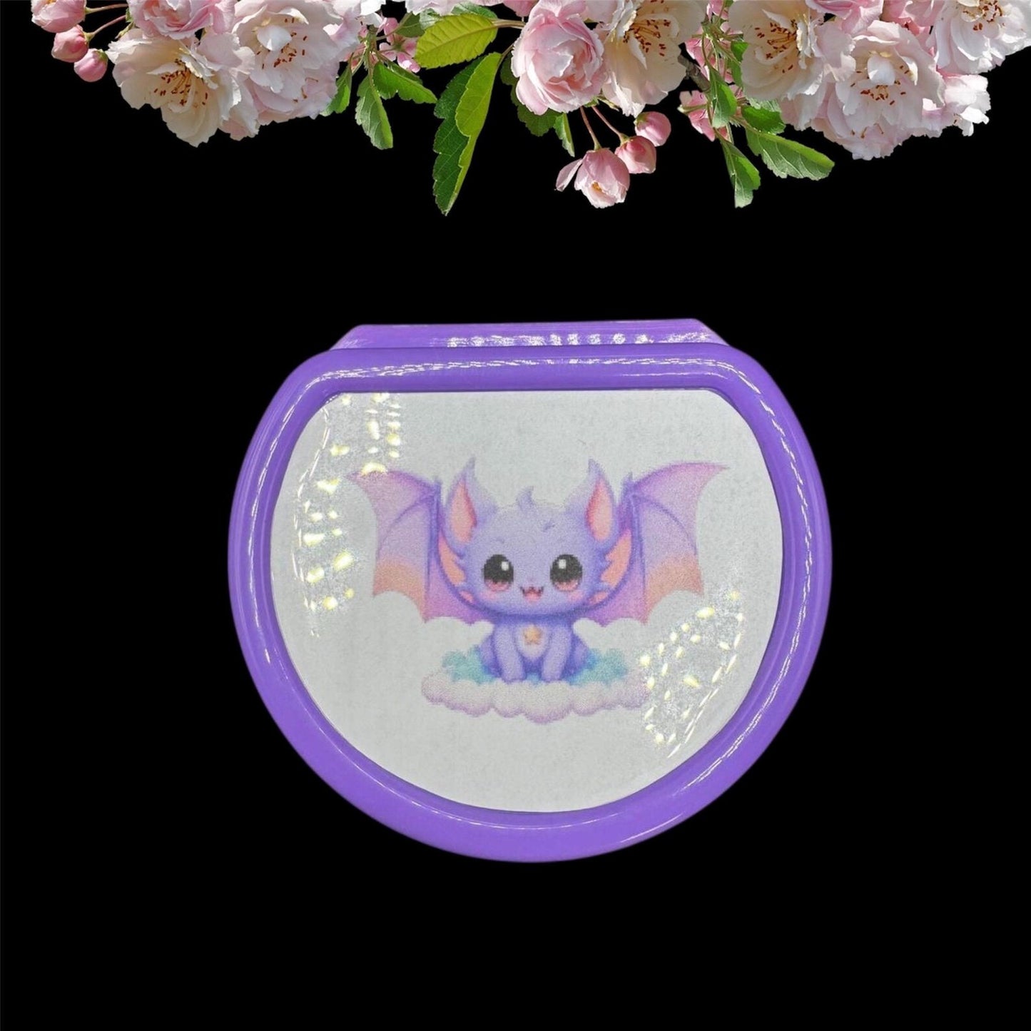 Cute bat-themed pacifier case for adult pacifiers, handmade design