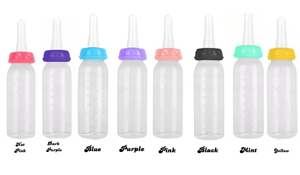 Full chart of top color options for adult baby bottle selection