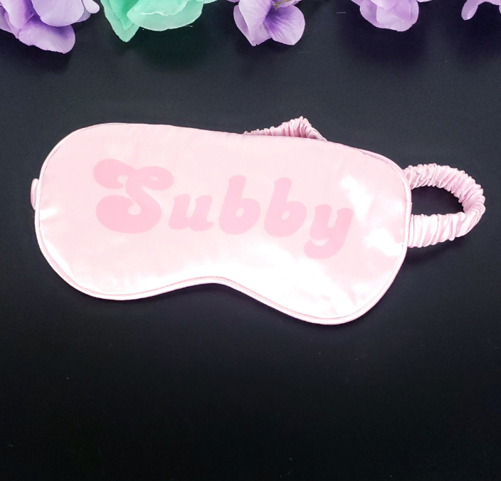 BDSM Silk blindfold with the text Subby