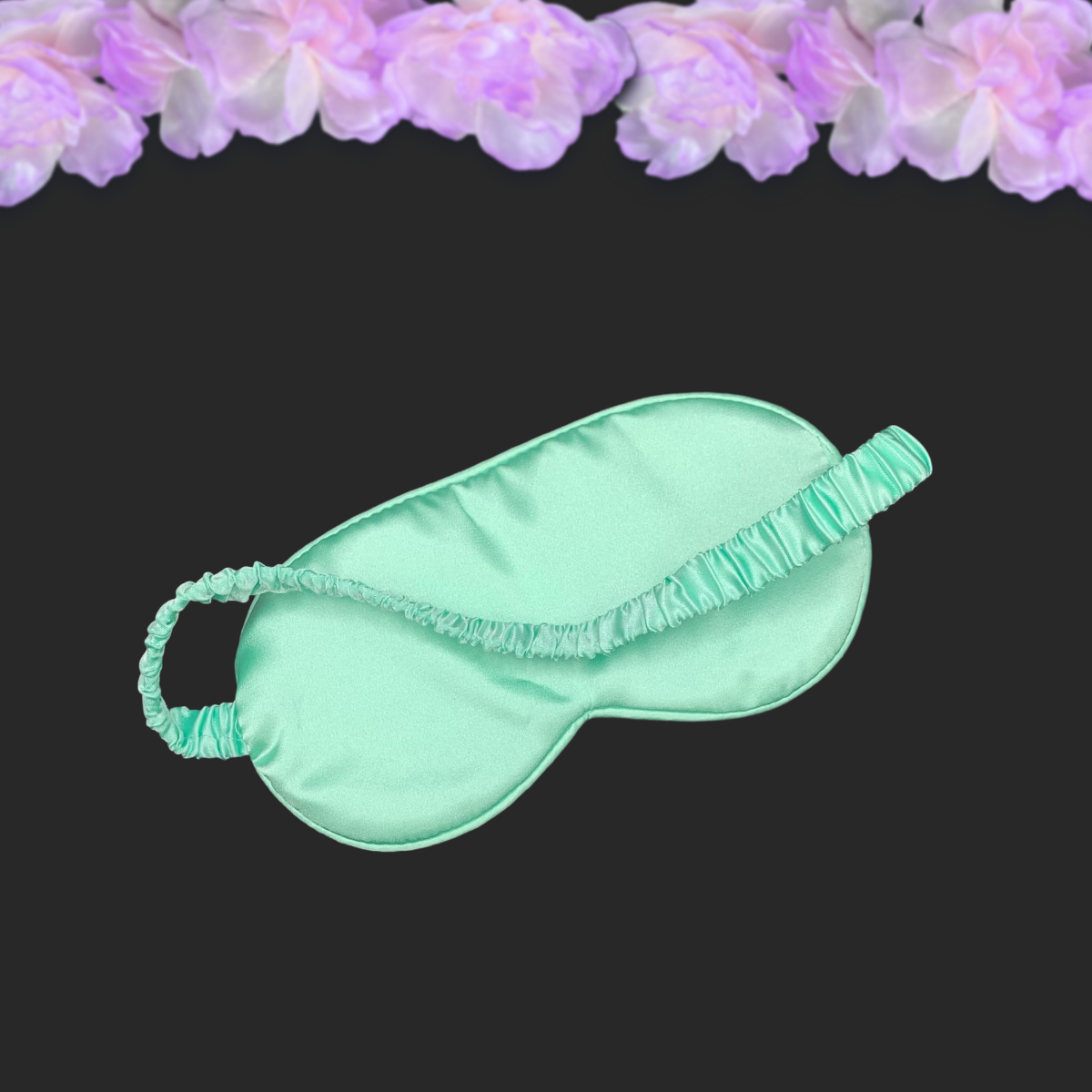 back view of green mint silky eye mask