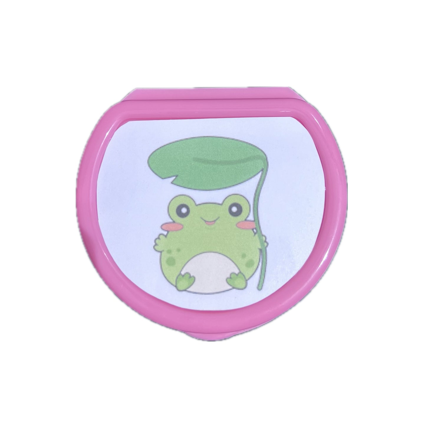 Frog-themed adult pacifier case featuring a cute green frog image, perfect for storing and protecting pacifiers with a playful touch.