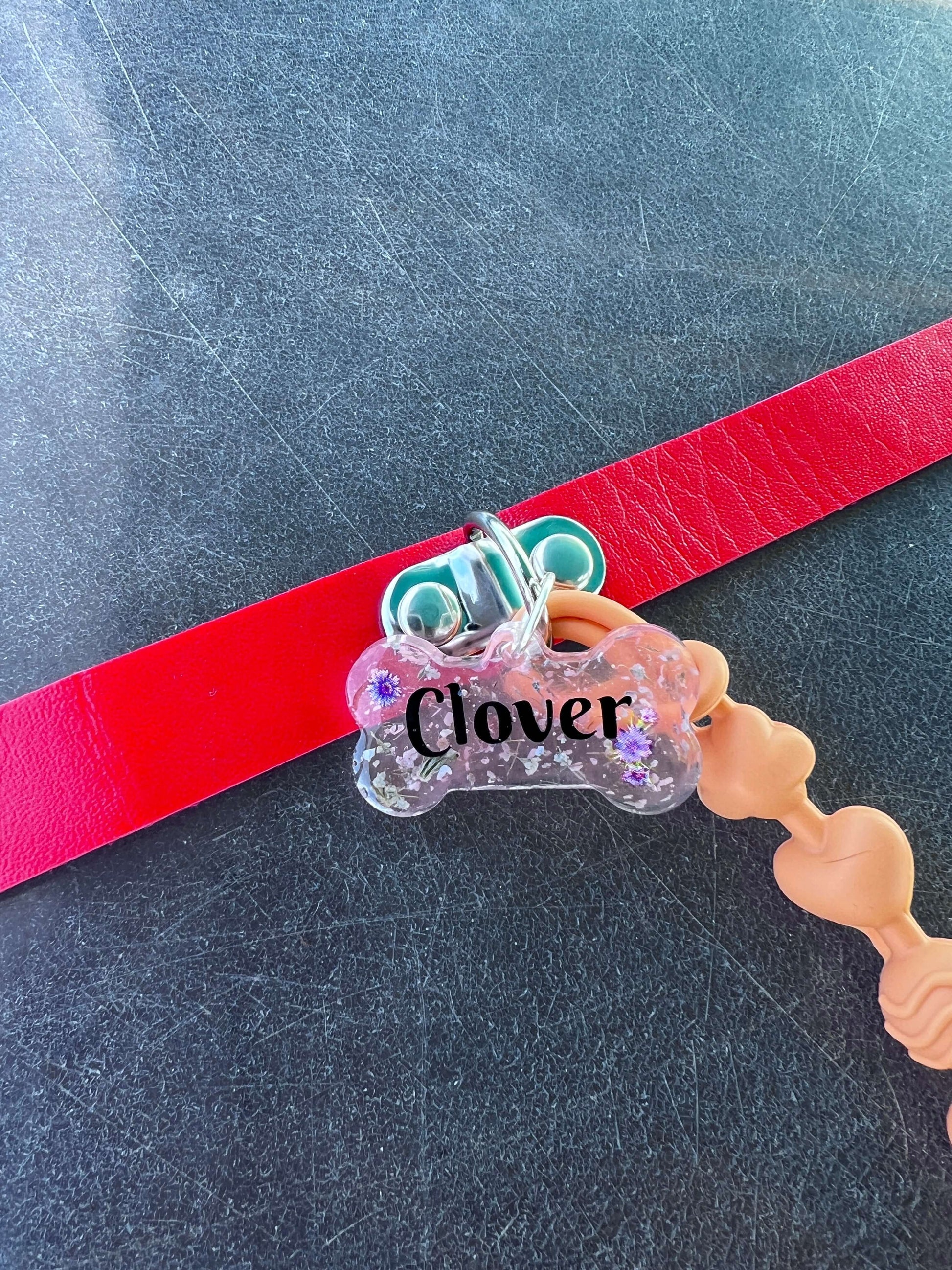 Custom adult pacifier choker featuring a leather choker, an attached adult pacifier, and a customizable resin dog tag for a personalized touch.