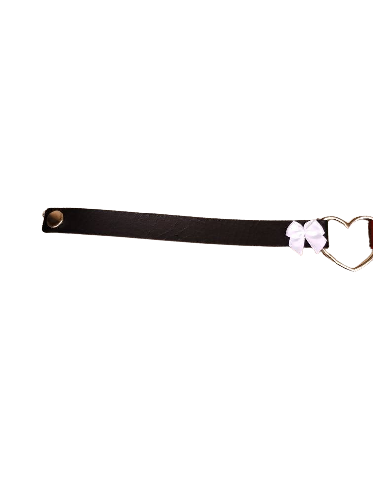 Cosplay Heart and Bows Choker, Cosplay Adjustable Luxury Leather Heart Collar | Vixen's Hidden Desires
