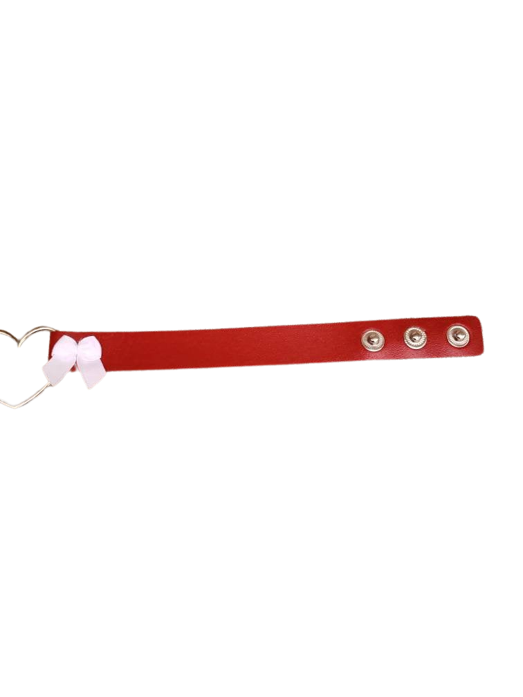 Cosplay Heart and Bows Choker, Cosplay Adjustable Luxury Leather Heart Collar | Vixen's Hidden Desires