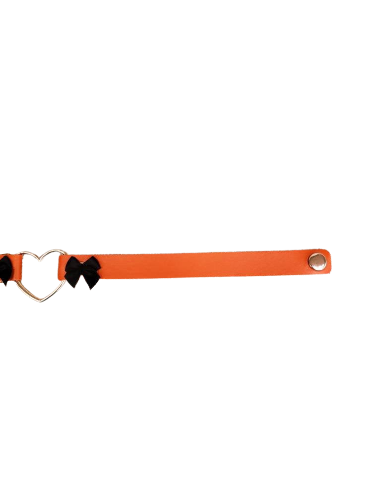 Cosplay Heart and Bows Choker, Cosplay Adjustable Luxury Leather Heart Collar | Vixen's Hidden Desires