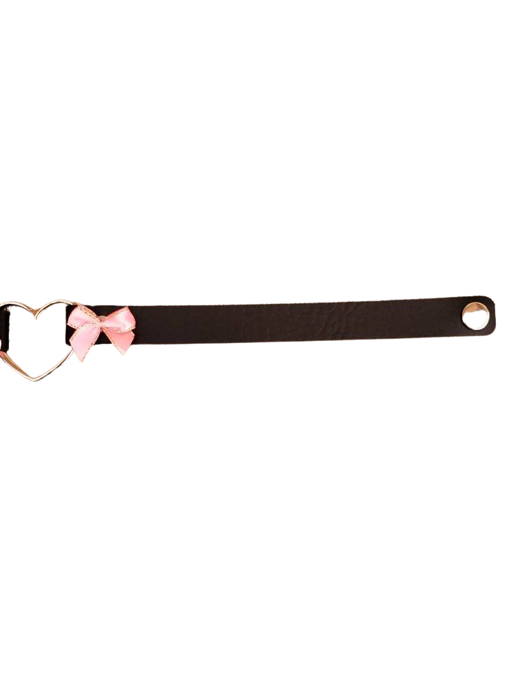 Cosplay Heart and Bows Choker, Cosplay Adjustable Luxury Leather Heart Collar | Vixen's Hidden Desires