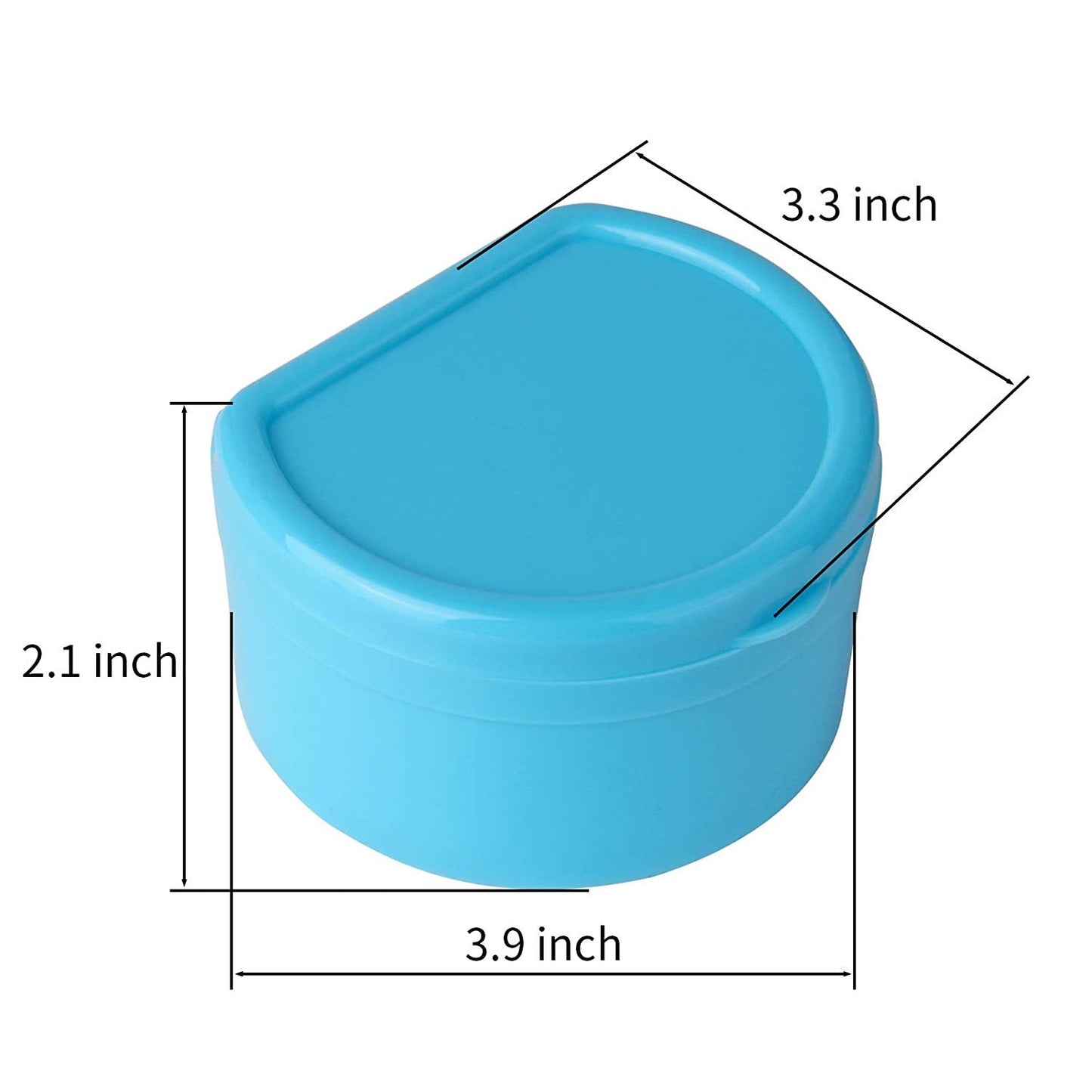 Dimensions of adult pacifier case. 3.3 inches width, 2.1 inch depth and 3.9 length