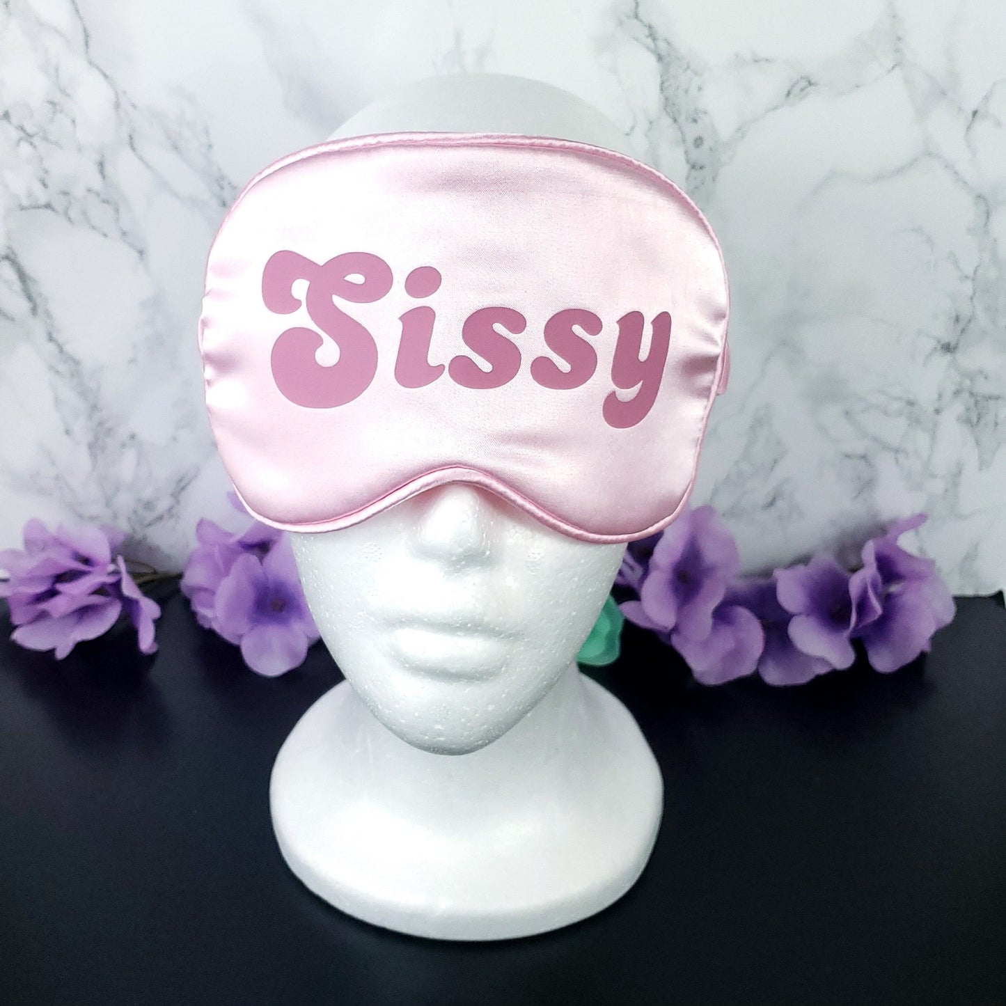 Adult Sensory deprivation blindfold with the text sissy
