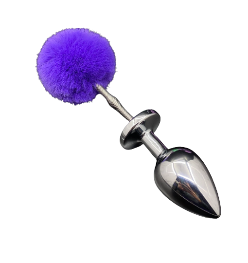 Purple Springy Bunny Tail Plug