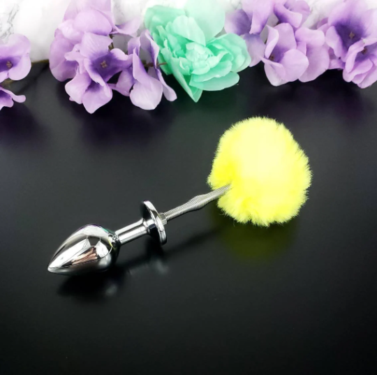 Yellow Springy Bunny Tail Plug
