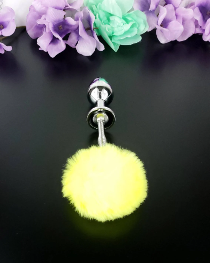 Yellow Springy Bunny Tail Plug