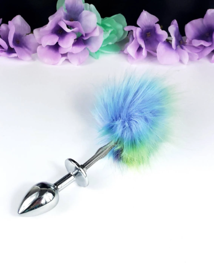 Green Ombre Springy Bunny Tail Plug