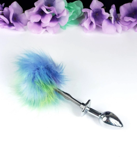 Green Ombre Springy Bunny Tail Plug
