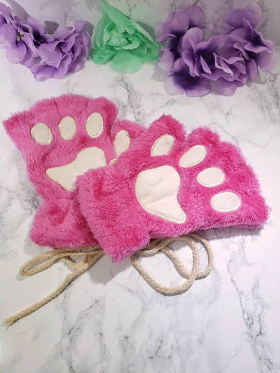 Hot Pink Pet Play Paw and Ears Set