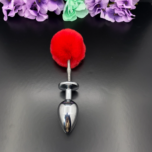 Red Springy Bunny Tail Plug