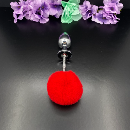 Red Springy Bunny Tail Plug