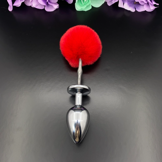 Red Springy Bunny Tail Plug