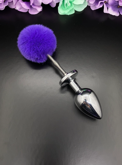 Purple Springy Bunny Tail Plug