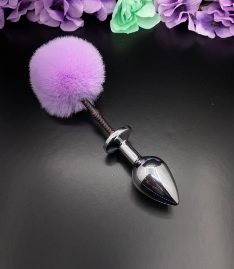 Lavender Springy Bunny Tail Plug