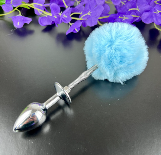 Baby Blue Springy Bunny Tail Plug