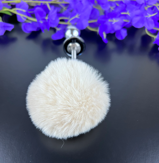 Cream Springy Bunny Tail Plug