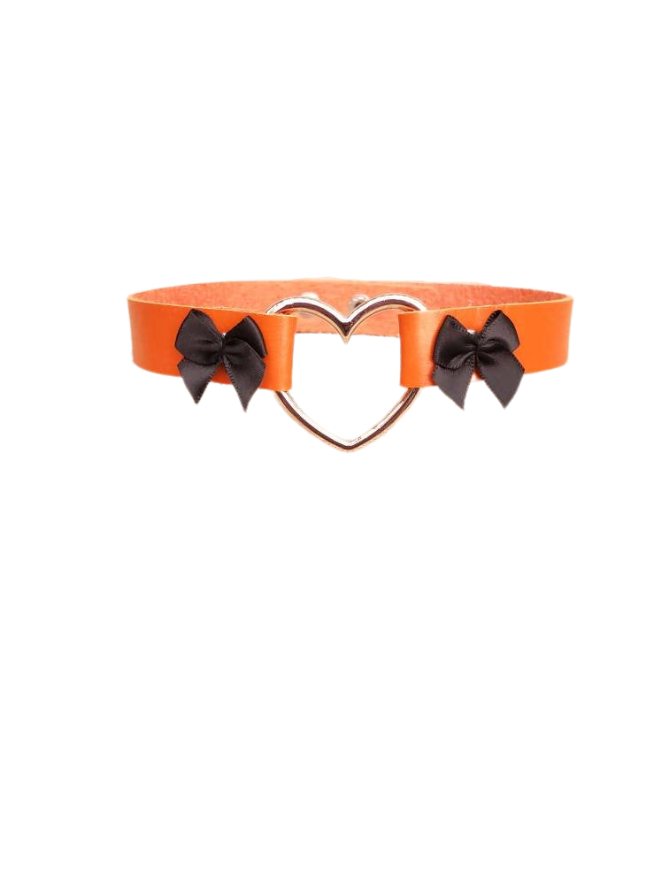 Cosplay Heart and Bows Choker, Cosplay Adjustable Luxury Leather Heart Collar | Vixen's Hidden Desires