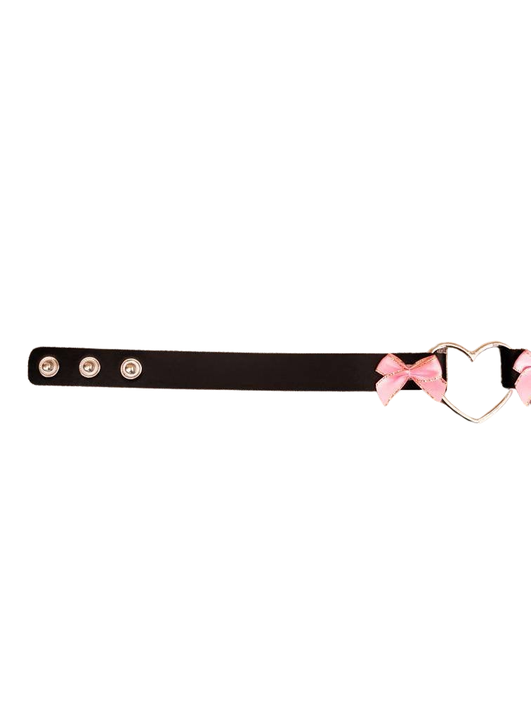 Cosplay Heart and Bows Choker, Cosplay Adjustable Luxury Leather Heart Collar | Vixen's Hidden Desires