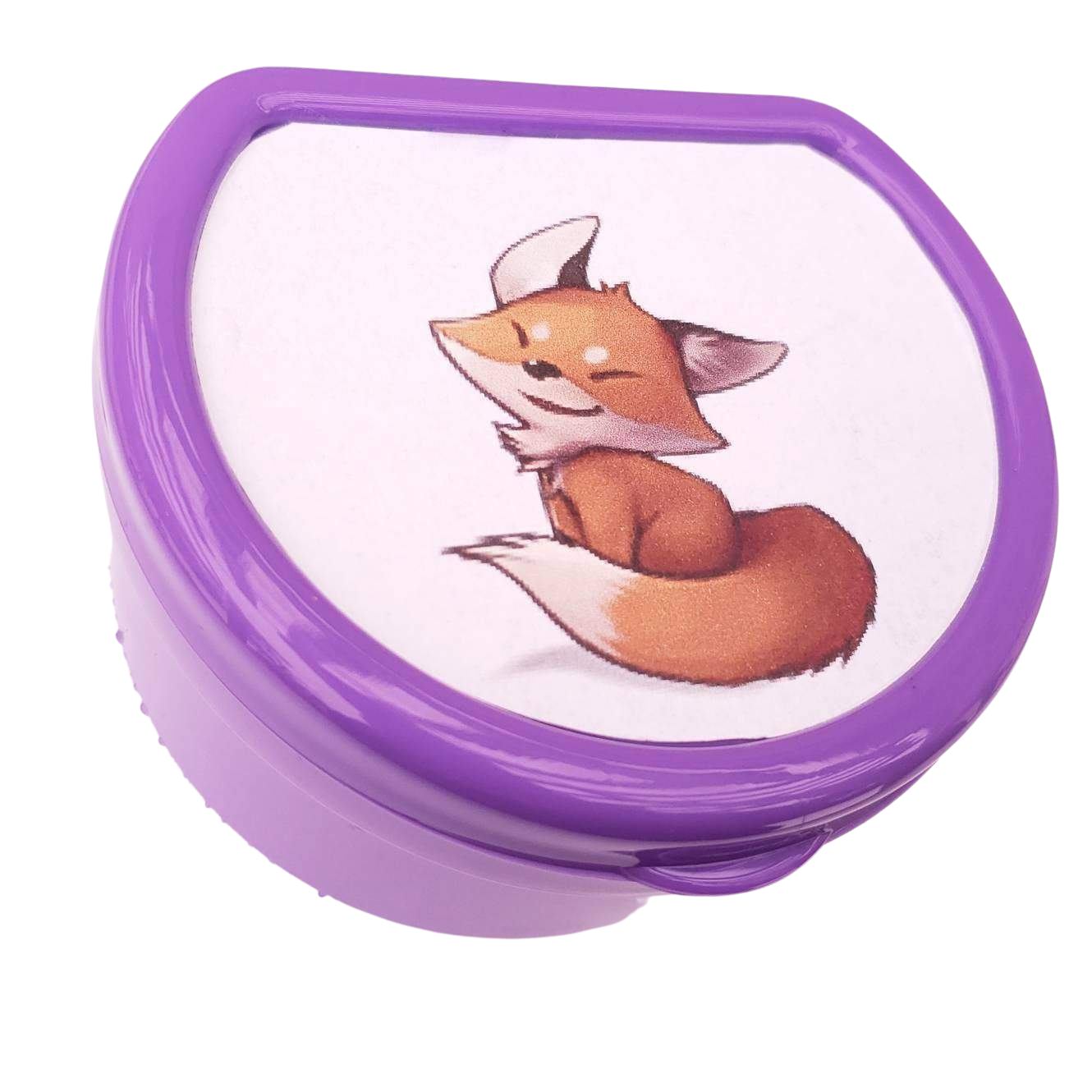 Adult pacifier case featuring a cute smiling fox design, perfect for storing and protecting pacifiers with a playful and charming touch.
