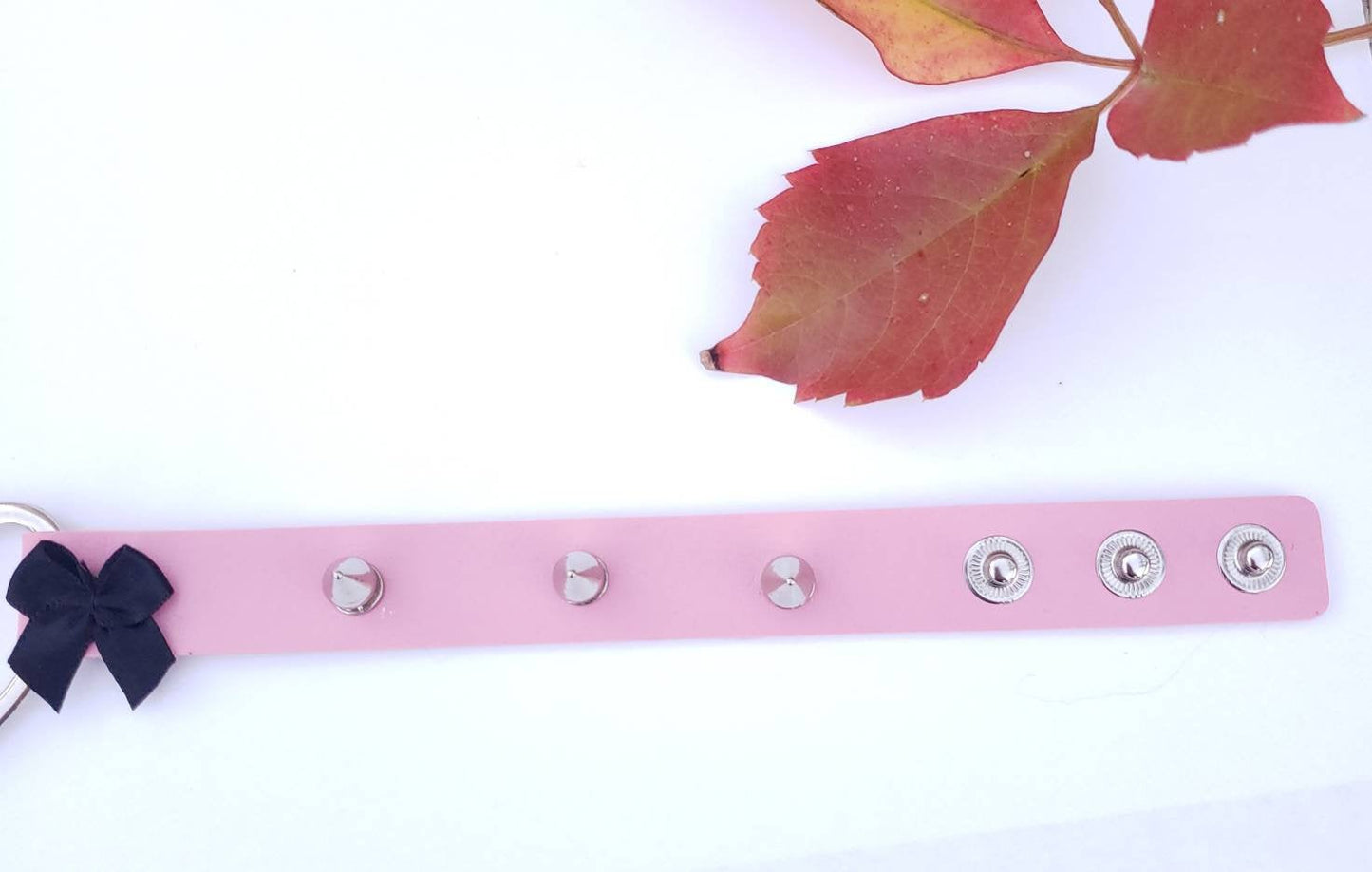 Pink Punk Heart Choker, Spiked Leather Heart Collar | Vixen's Hidden Desires