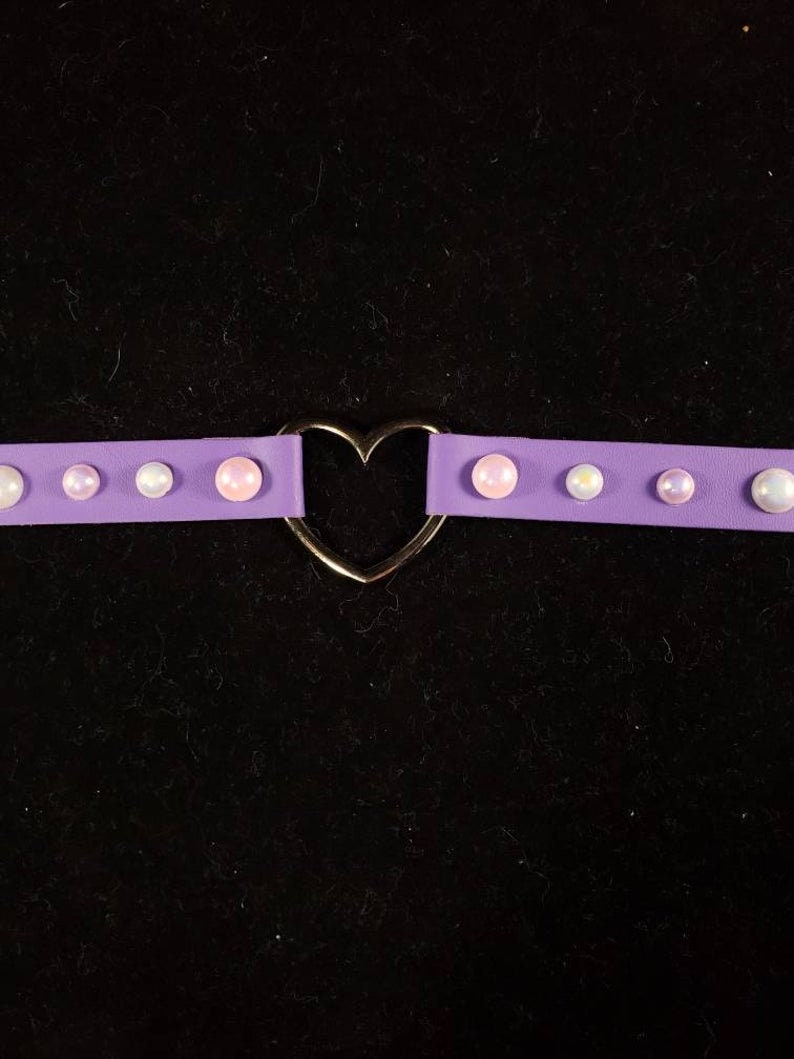 Custom Heart Choker, Adjustable Leather Heart Collar, Sexy Soft PU Leather DDLG Collar