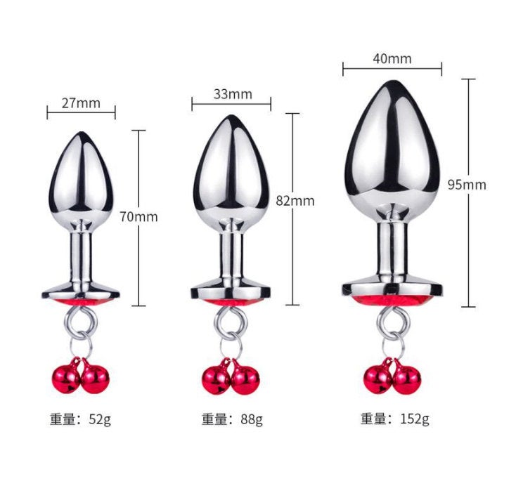 Butt Plug with Bells, Detachable Tail Plug, BDSM Plug, Stainless Steel | Vixen's Hidden Desires