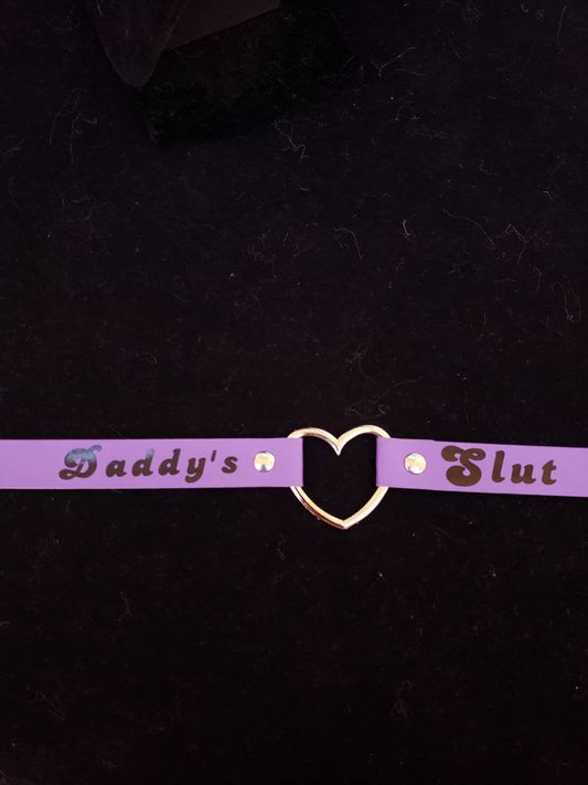 Custom vinyl Choker, Adjustable Leather Heart Collar | Vixen's Hidden Desires