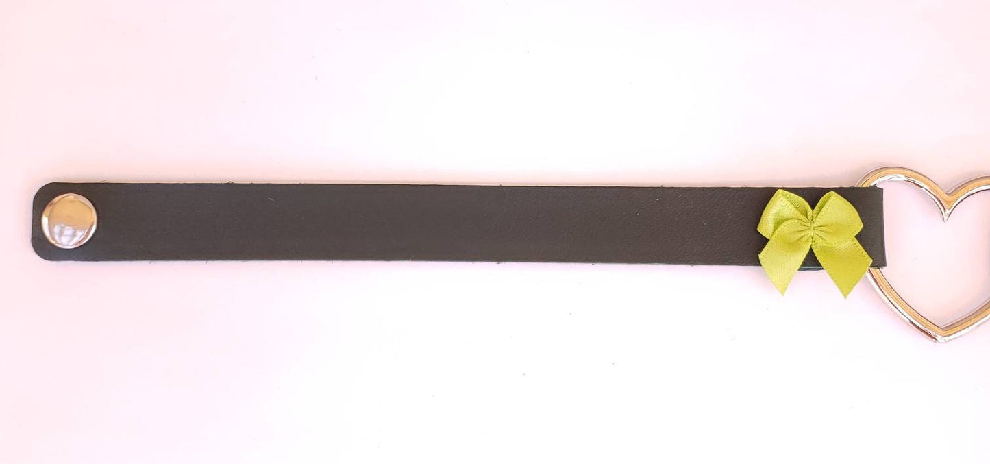 Green Heart Choker, Adjustable Pet Play Heart Collar, Sexy Soft PU Leather DDLG Collar