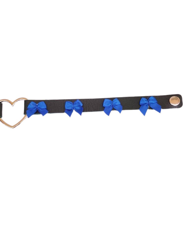 Green and Blue Heart Choker, Adjustable Pet Play Heart Collar, Sexy Soft PU Leather DDLG Collar | Vixen's Hidden Desires