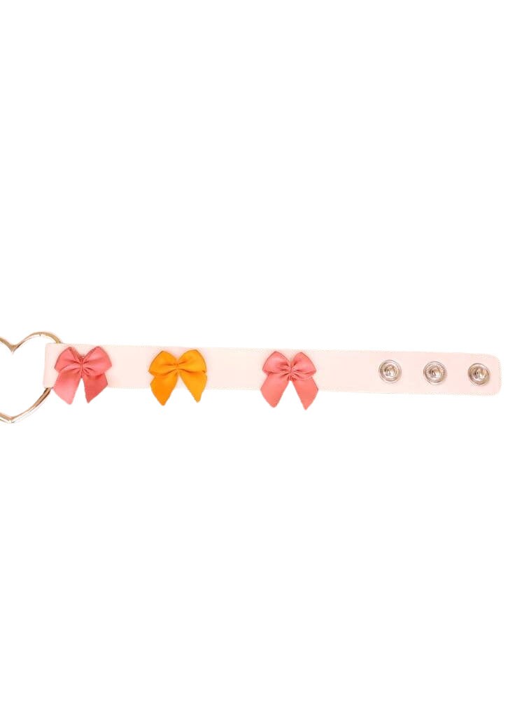 White Heart Choker, Adjustable Pet Play Heart Collar, Sexy Soft PU Leather DDLG Collar | Vixen's Hidden Desires