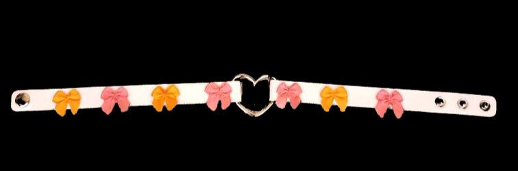 White Heart Choker, Adjustable Pet Play Heart Collar, Sexy Soft PU Leather DDLG Collar | Vixen's Hidden Desires
