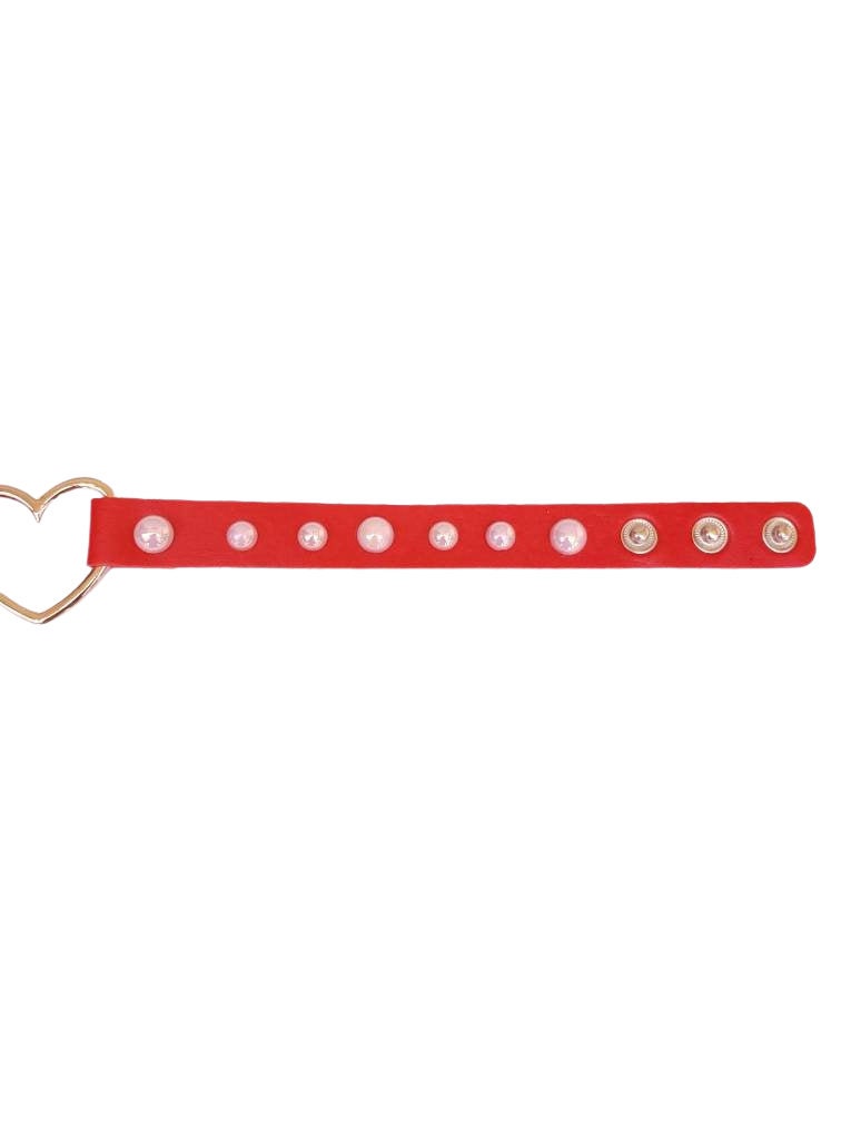Red Heart Choker, Adjustable Pet Play Heart Collar, Sexy Soft PU Leather DDLG Collar | Vixen's Hidden Desires