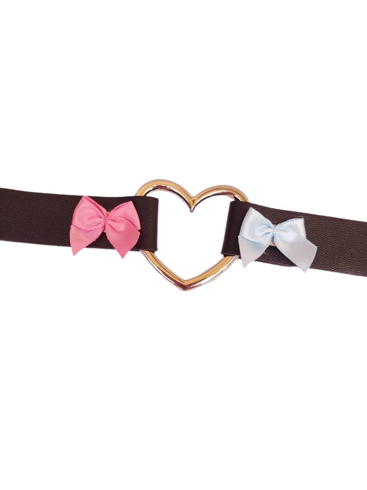 Black Heart Choker, Adjustable Pet Play Heart Collar, Sexy Soft PU Leather DDLG Collar | Vixen's Hidden Desires