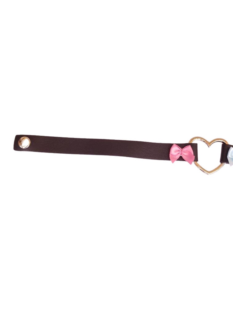 Black Heart Choker, Adjustable Pet Play Heart Collar, Sexy Soft PU Leather DDLG Collar | Vixen's Hidden Desires