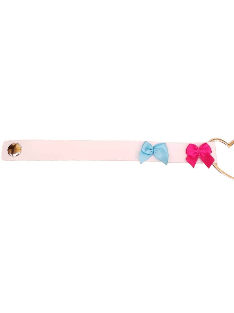 White Heart Choker, Adjustable Pet Play Heart Collar, Sexy Soft PU Leather DDLG Collar | Vixen's Hidden Desires